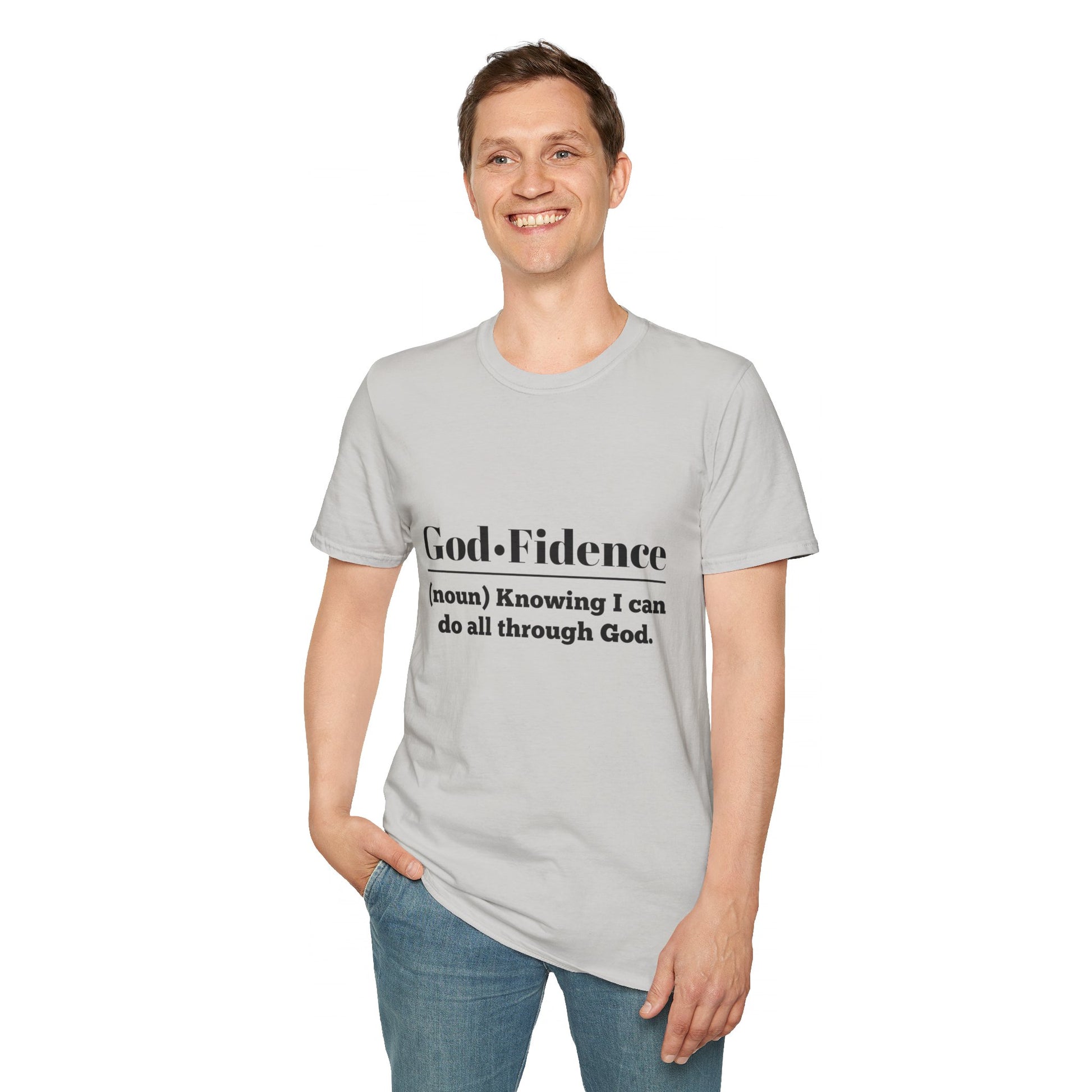 God-Fidence Men's Tshirt (Black Logo) - Sweet Baby Jeez Teez