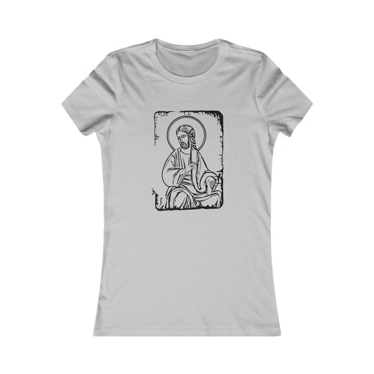 Orthodox Icon Women's Fitted  Tshirt (Black Logo) - Sweet Baby Jeez Teez
