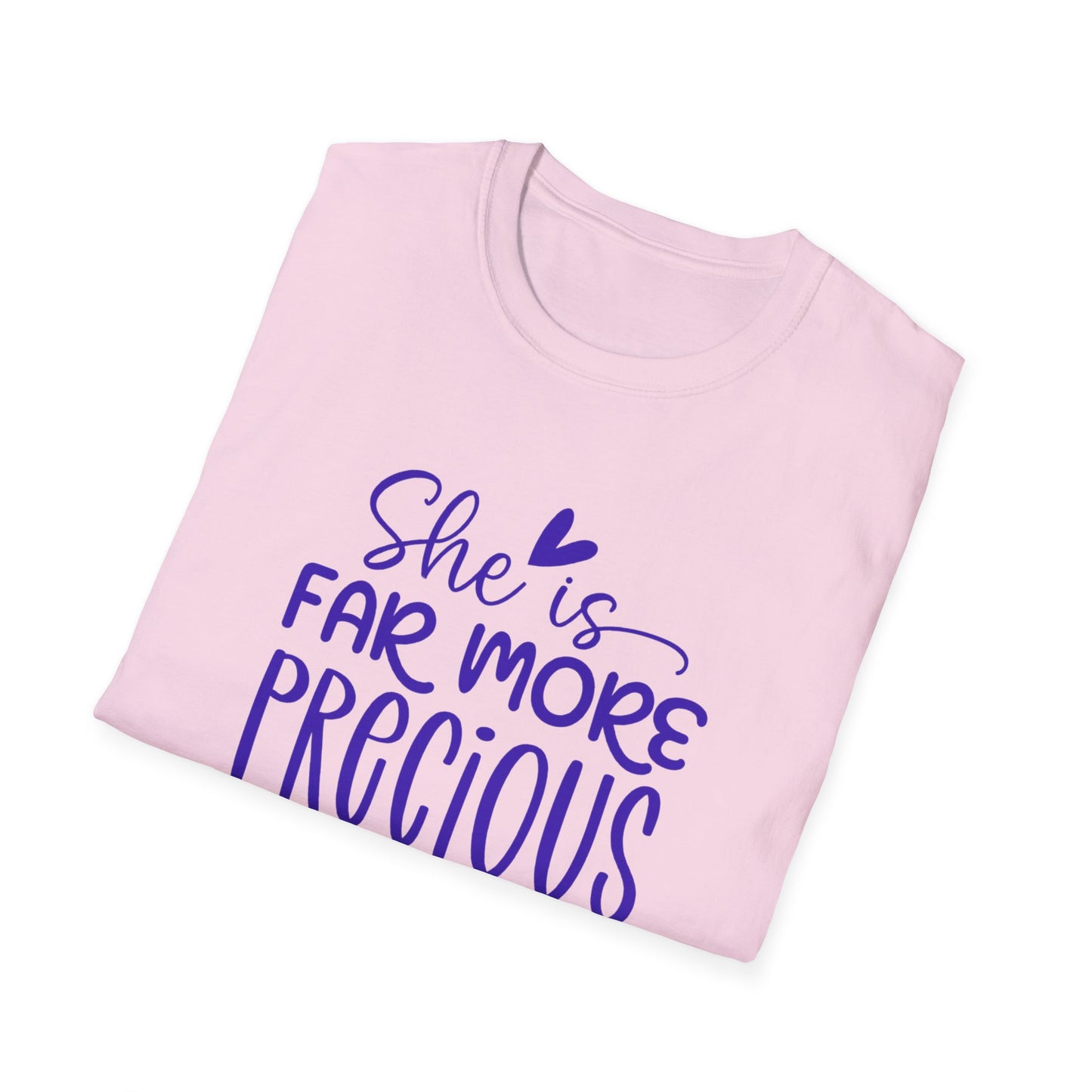 Far More Precious Women's Relaxed/Plus Tshirt (Cobalt Logo) - Sweet Baby Jeez Teez