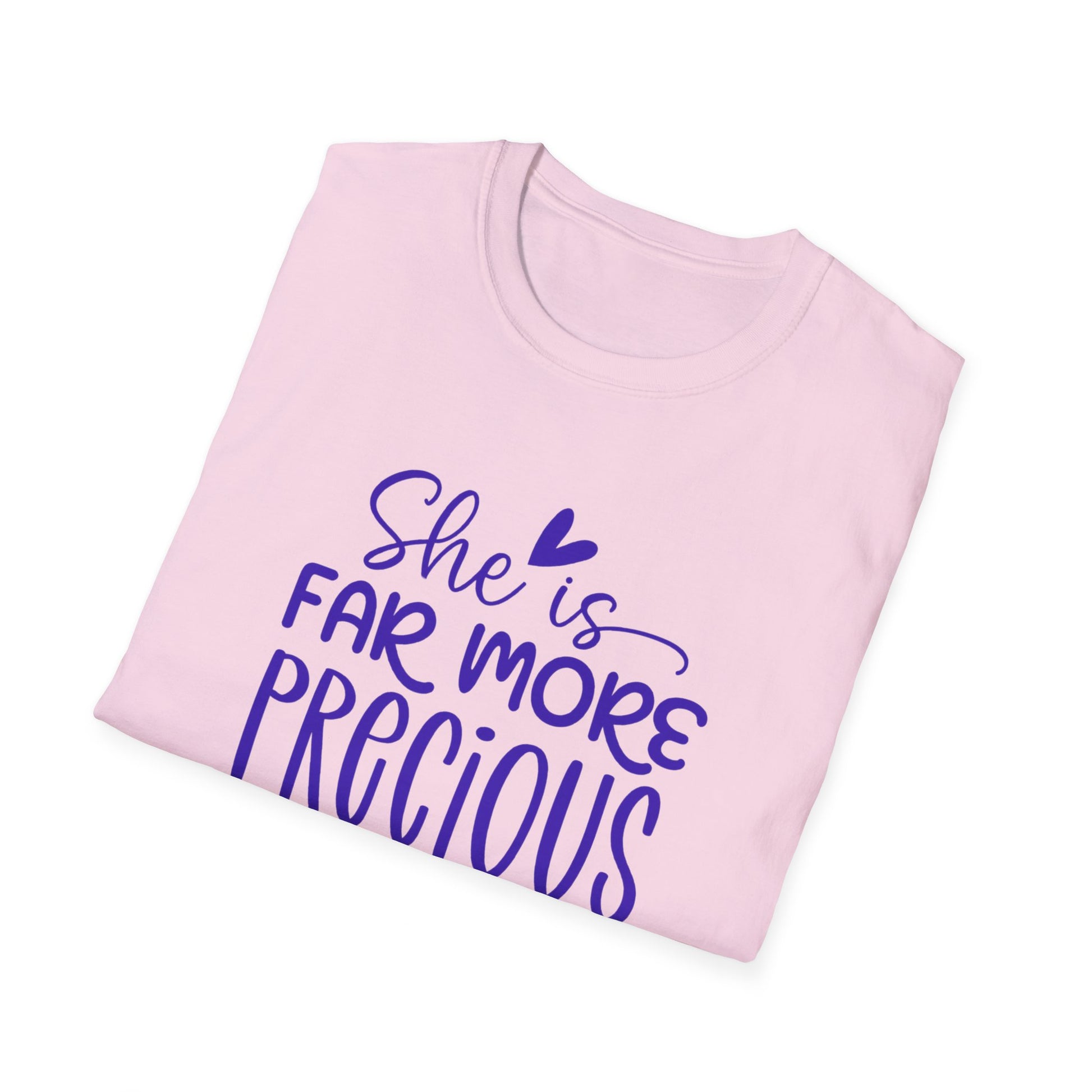 Far More Precious Women's Relaxed/Plus Tshirt (Cobalt Logo) - Sweet Baby Jeez Teez
