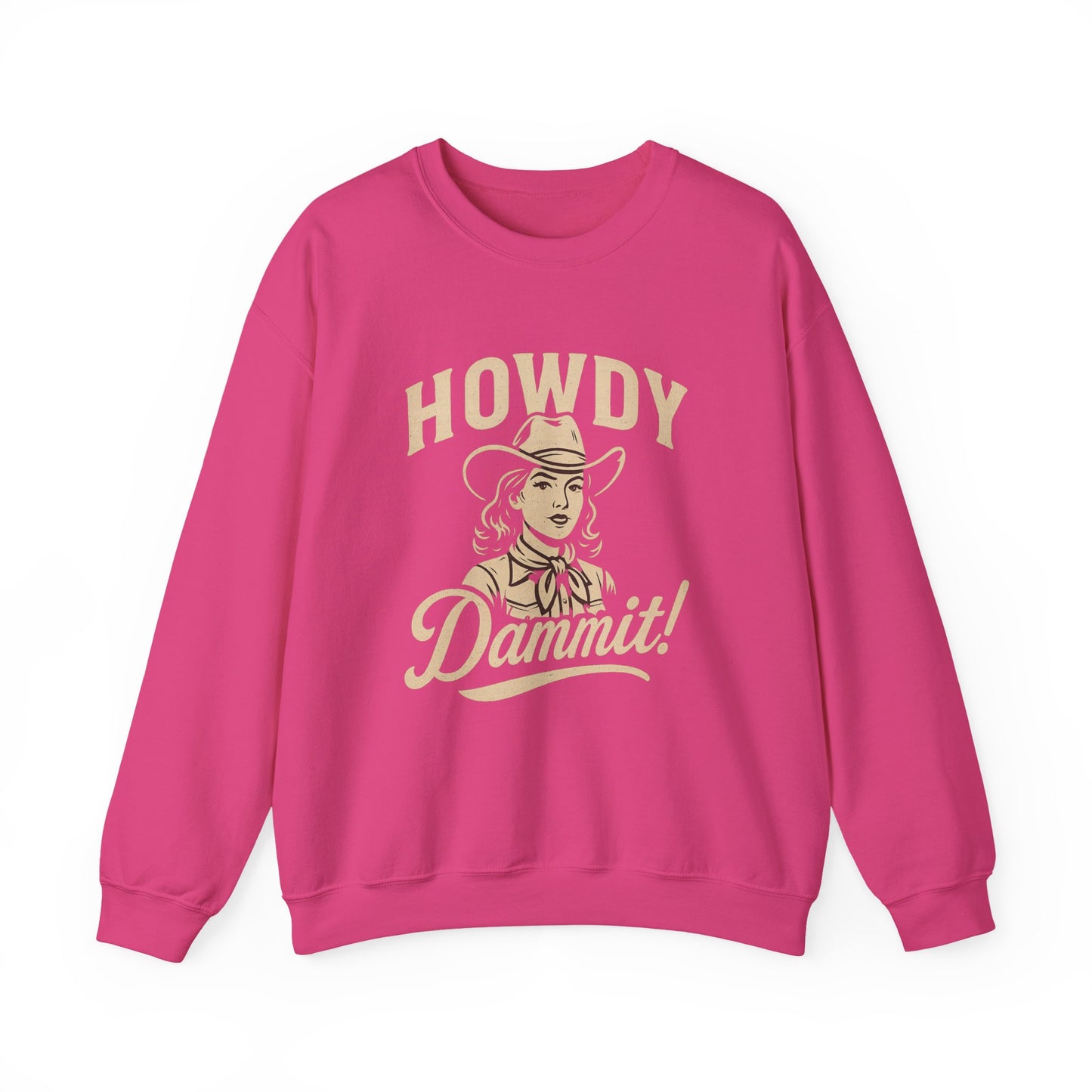 Howdy Dammit! Aggie Texas Cowgirl Unisex Cozy Sweatshirt (Gold Logo)