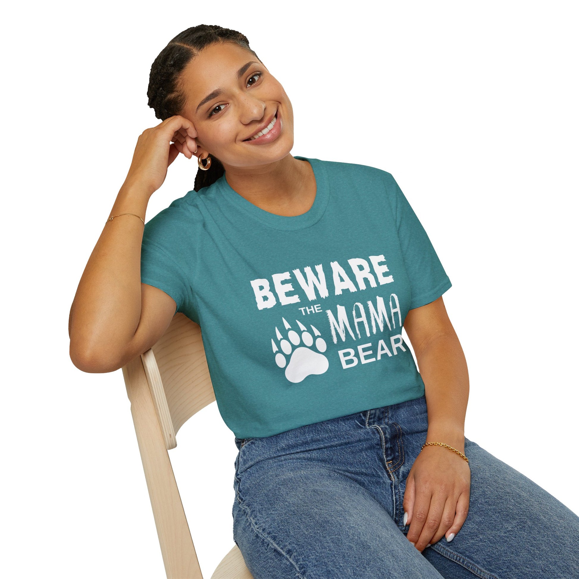 Mama Bear Women's Relaxed/Plus Tshirt (White Logo) - Sweet Baby Jeez Teez