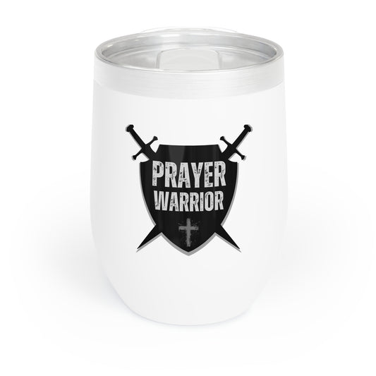 Prayer Warrior Crest Chill Wine Tumbler - Sweet Baby Jeez Teez