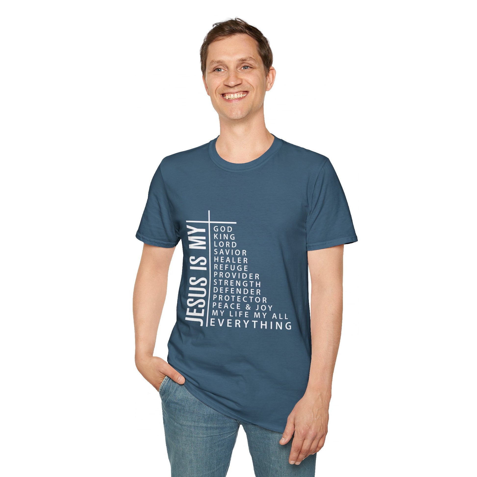 Jesus is My Men's Tshirt (White Logo) - Sweet Baby Jeez Teez