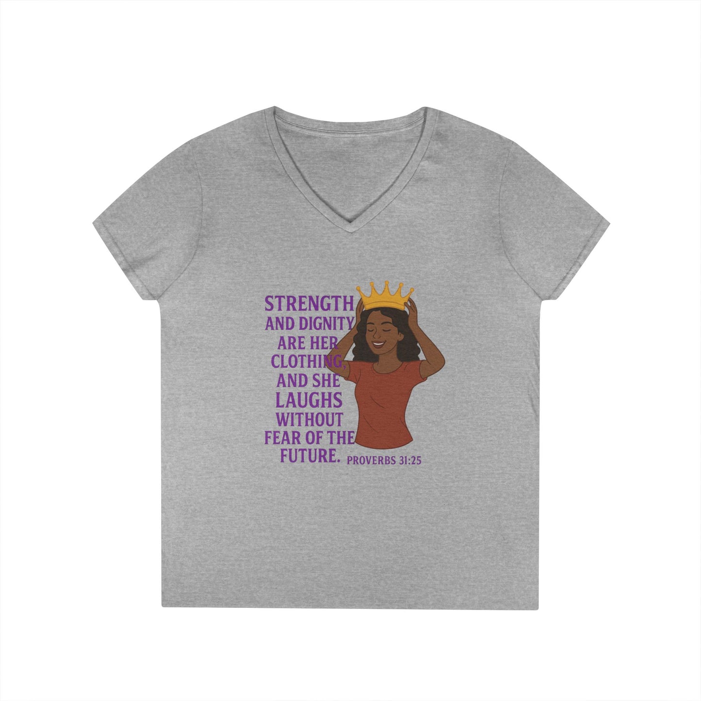 "Strength & Dignity" Bible Verse Women's V-neck T-shirt