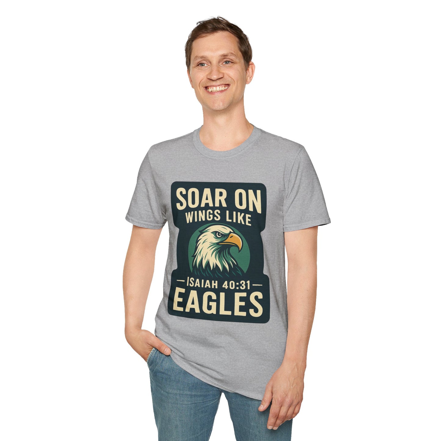 "Isiah 40:31" Soar on Wings Bible Verse Softstyle Tshirt