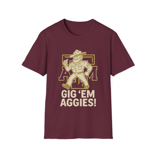 Gig 'Em Aggies Texas A&M Unisex Softstyle T-Shirt - Sweet Baby Jeez Teez
