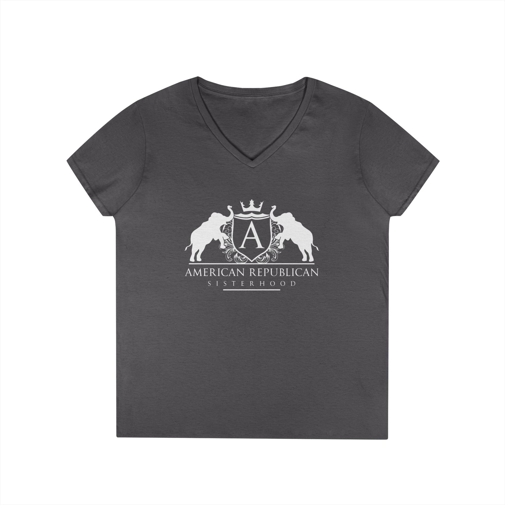 ARS Logo Ladies V-Neck Tshirt (ARS - White Logo) - Sweet Baby Jeez Teez