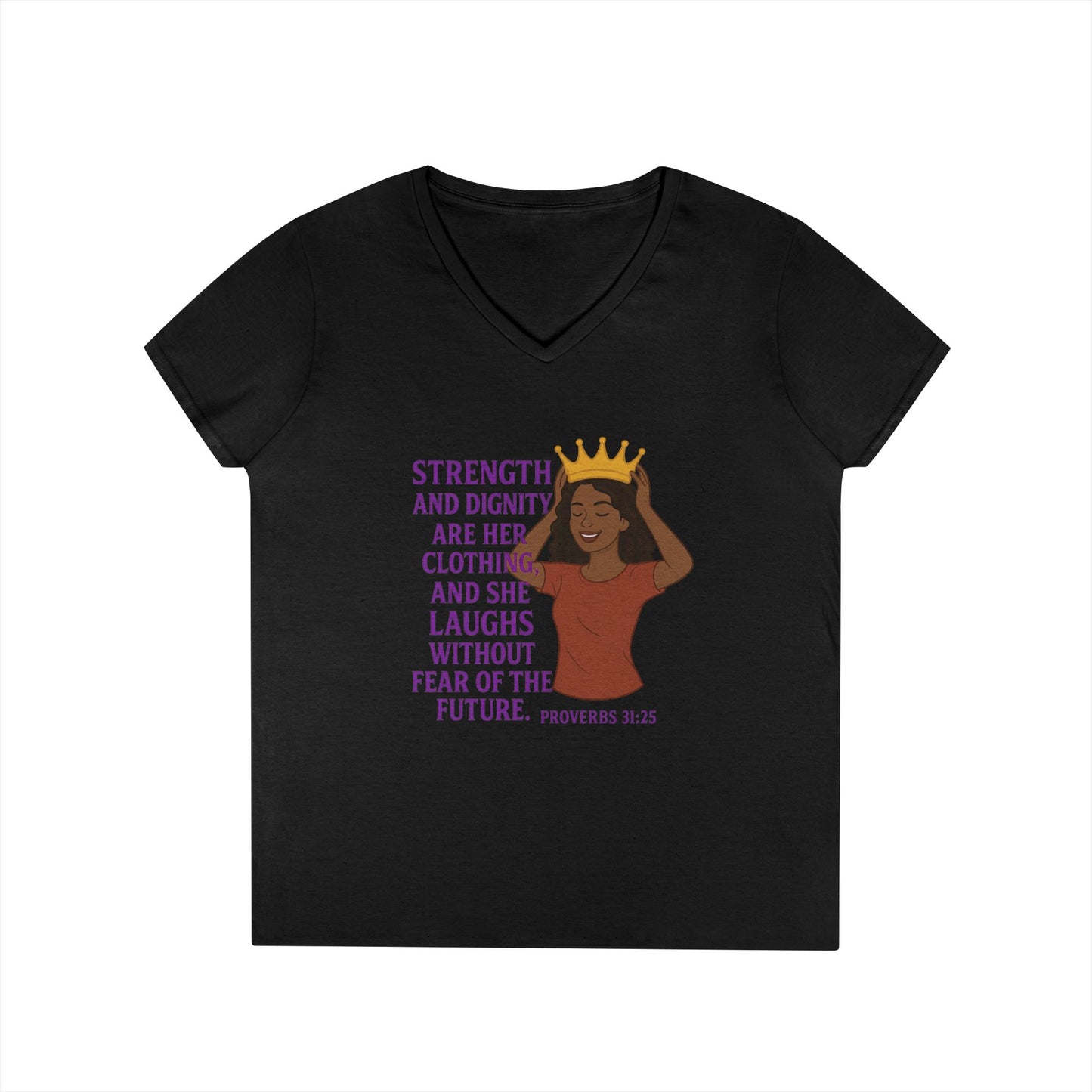 "Strength & Dignity" Bible Verse Women's V-neck T-shirt