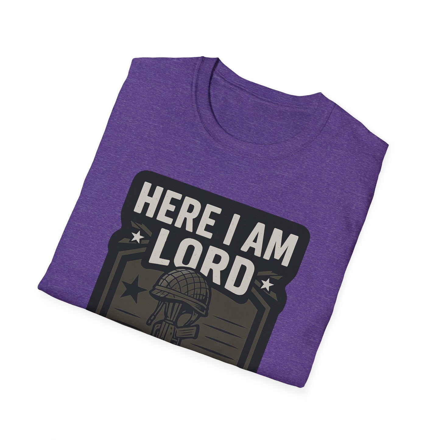 "Here I Am Lord Send Me" Bible Verse Inspirational Faith T-Shirt (Military Logo)