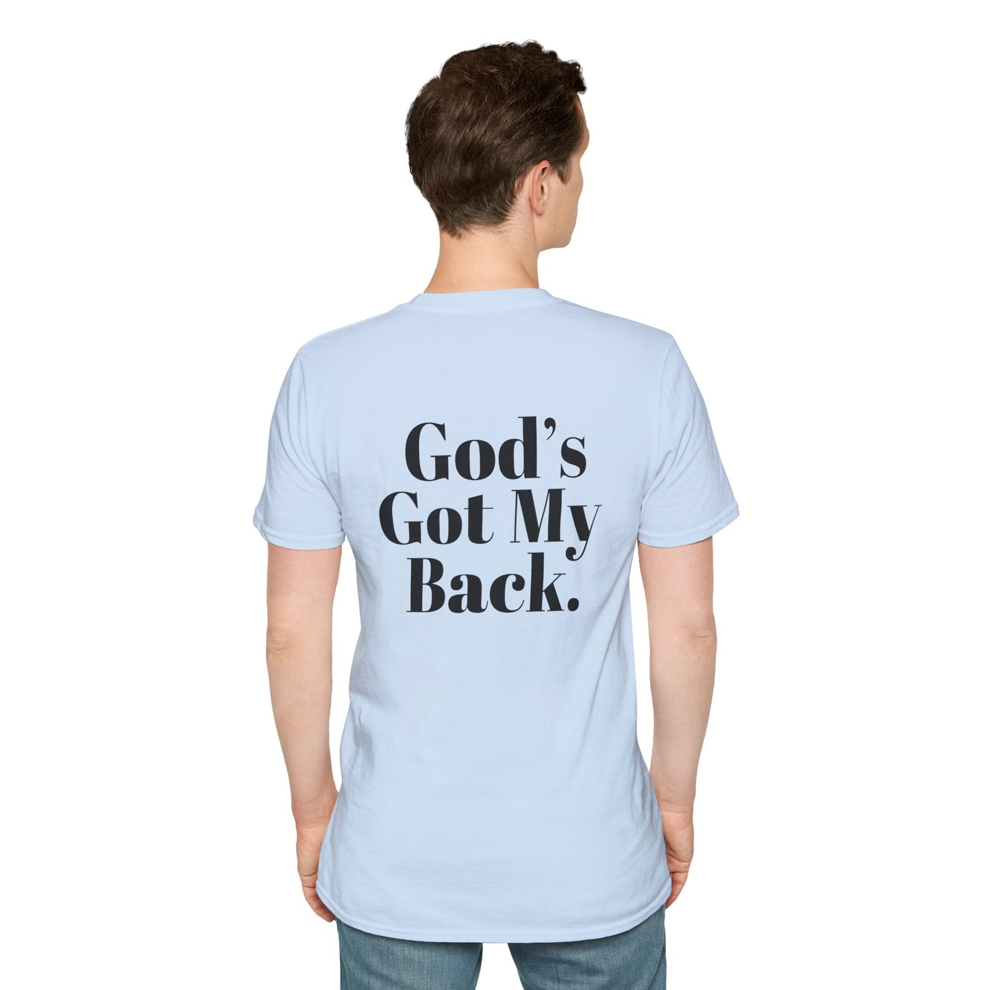 God's Got My Back Men's Tshirt (Black Logo) - Sweet Baby Jeez Teez