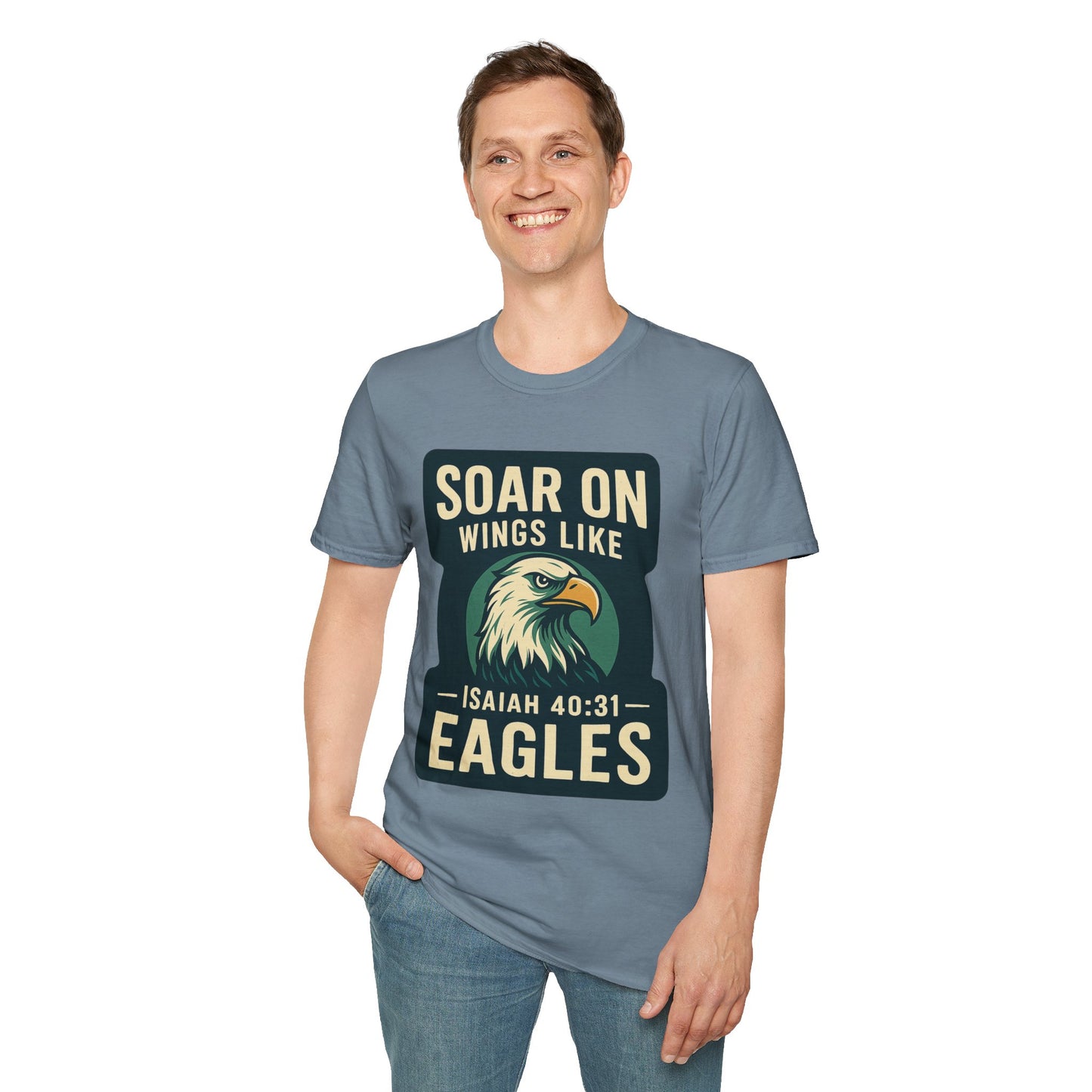 "Isiah 40:31" Soar on Wings Bible Verse Softstyle Tshirt