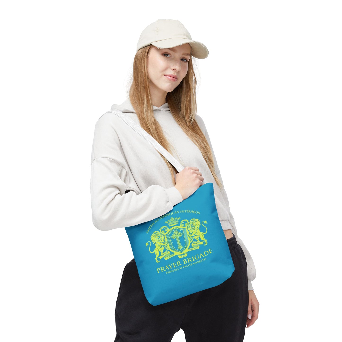ARS Prayer Brigade Tote Bag (Agua with Chartreuse Logo)
