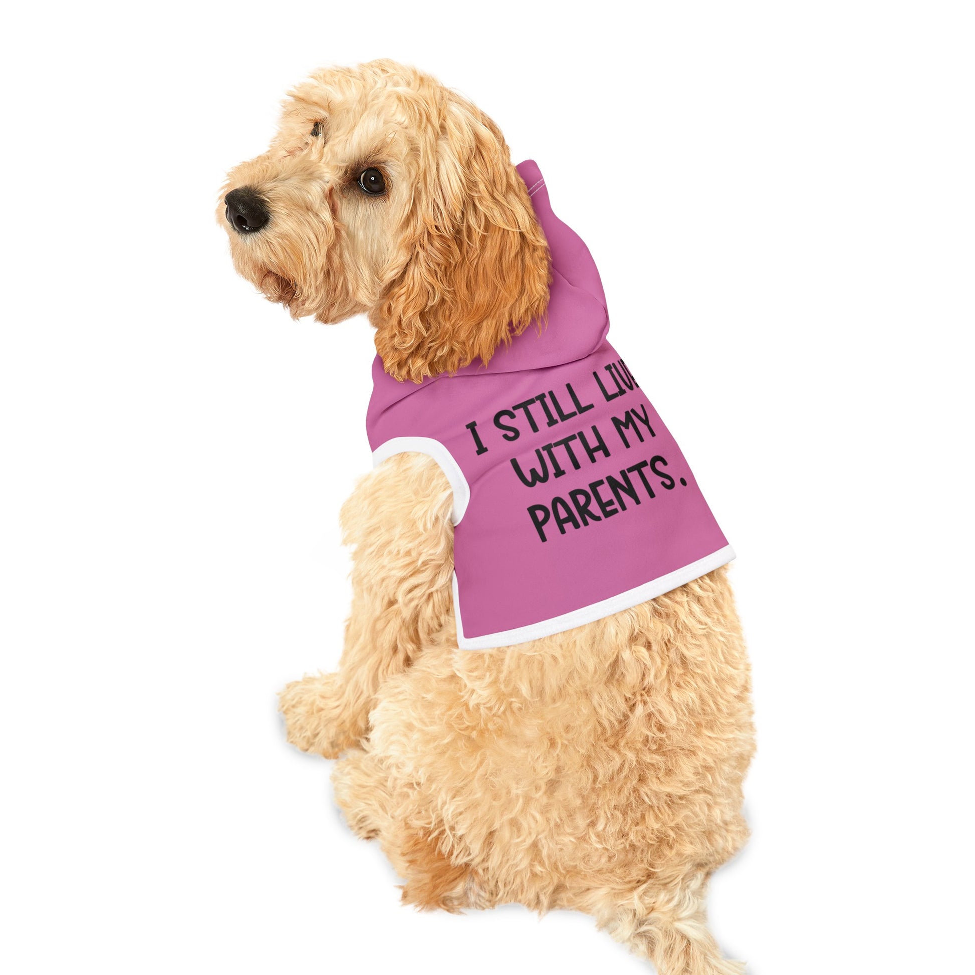 Live with Parents Pet Hoodie, Pink (Black Logo) - Sweet Baby Jeez Teez