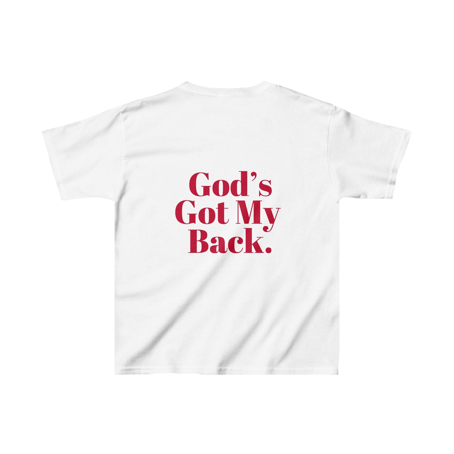 God's Got My Back Boy's Tshirt (Red Logo - Back) - Sweet Baby Jeez Teez