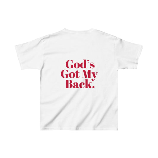 God's Got My Back Boy's Tshirt (Red Logo - Back) - Sweet Baby Jeez Teez