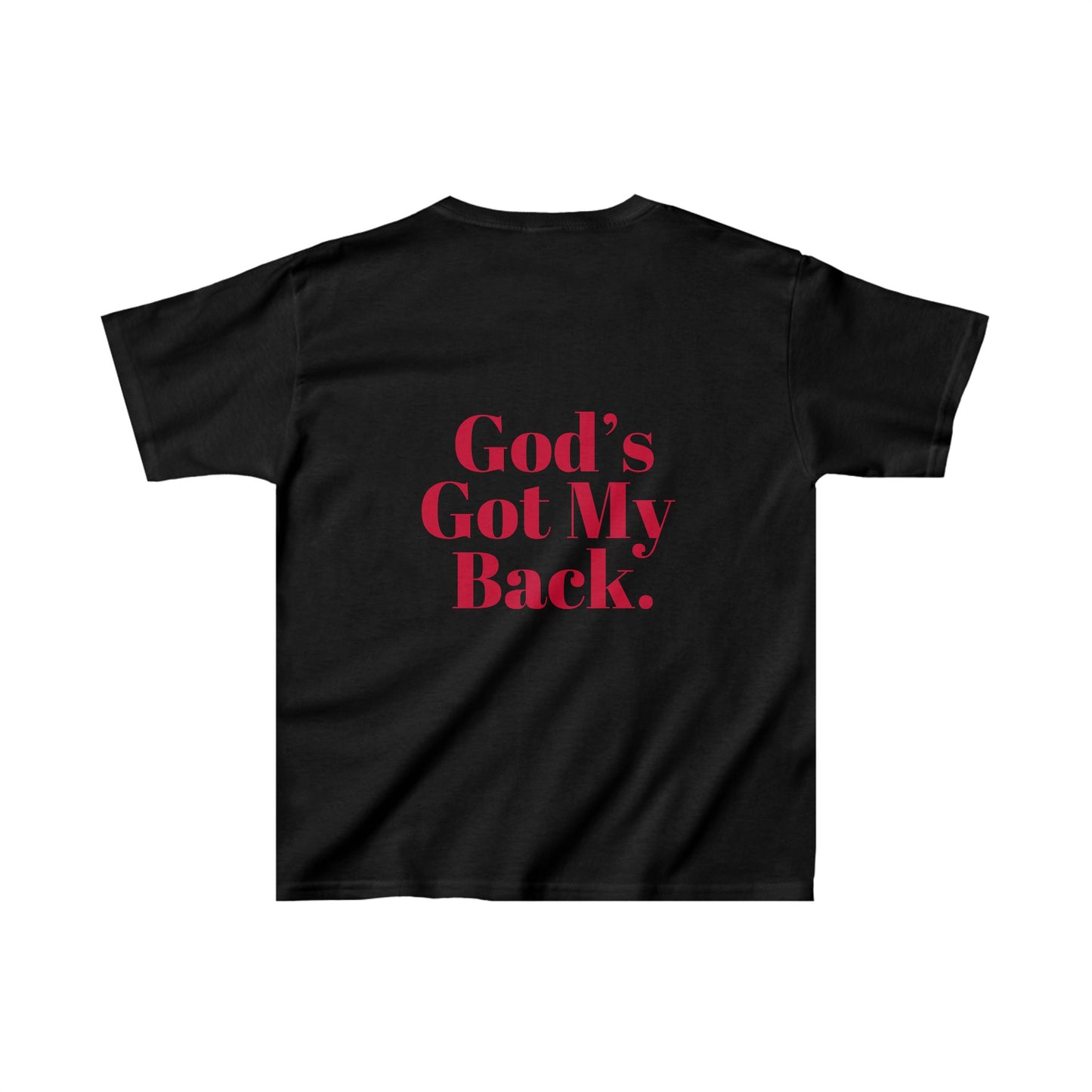 God's Got My Back Boy's Tshirt (Red Logo - Back) - Sweet Baby Jeez Teez