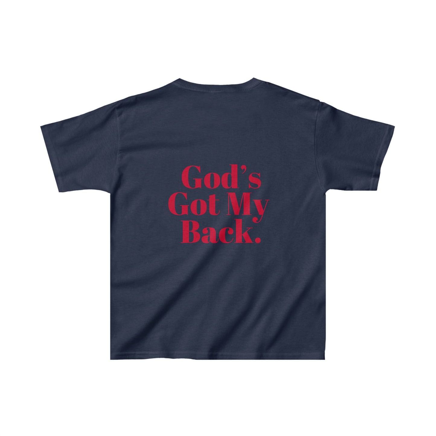 God's Got My Back Boy's Tshirt (Red Logo - Back) - Sweet Baby Jeez Teez