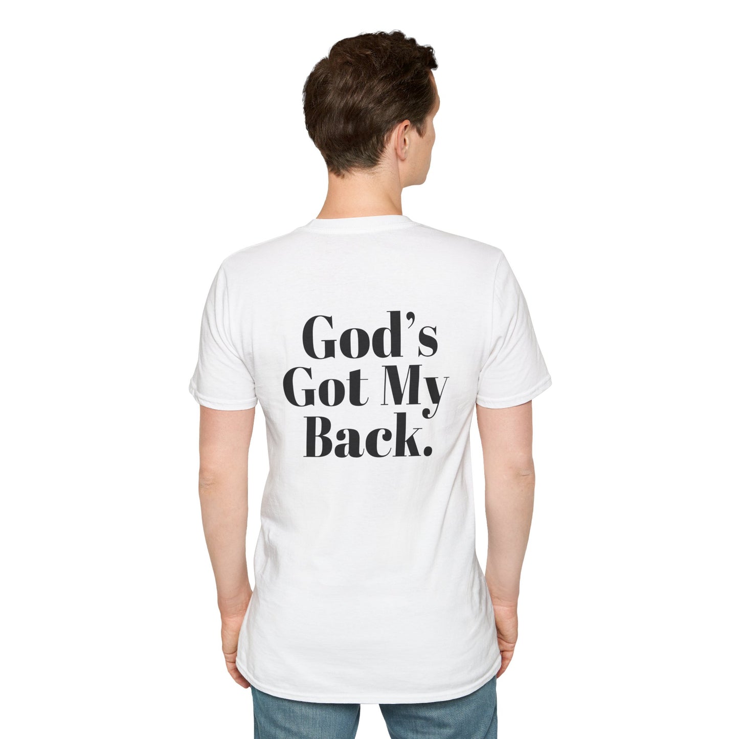 God's Got My Back Men's Tshirt (Black Logo) - Sweet Baby Jeez Teez
