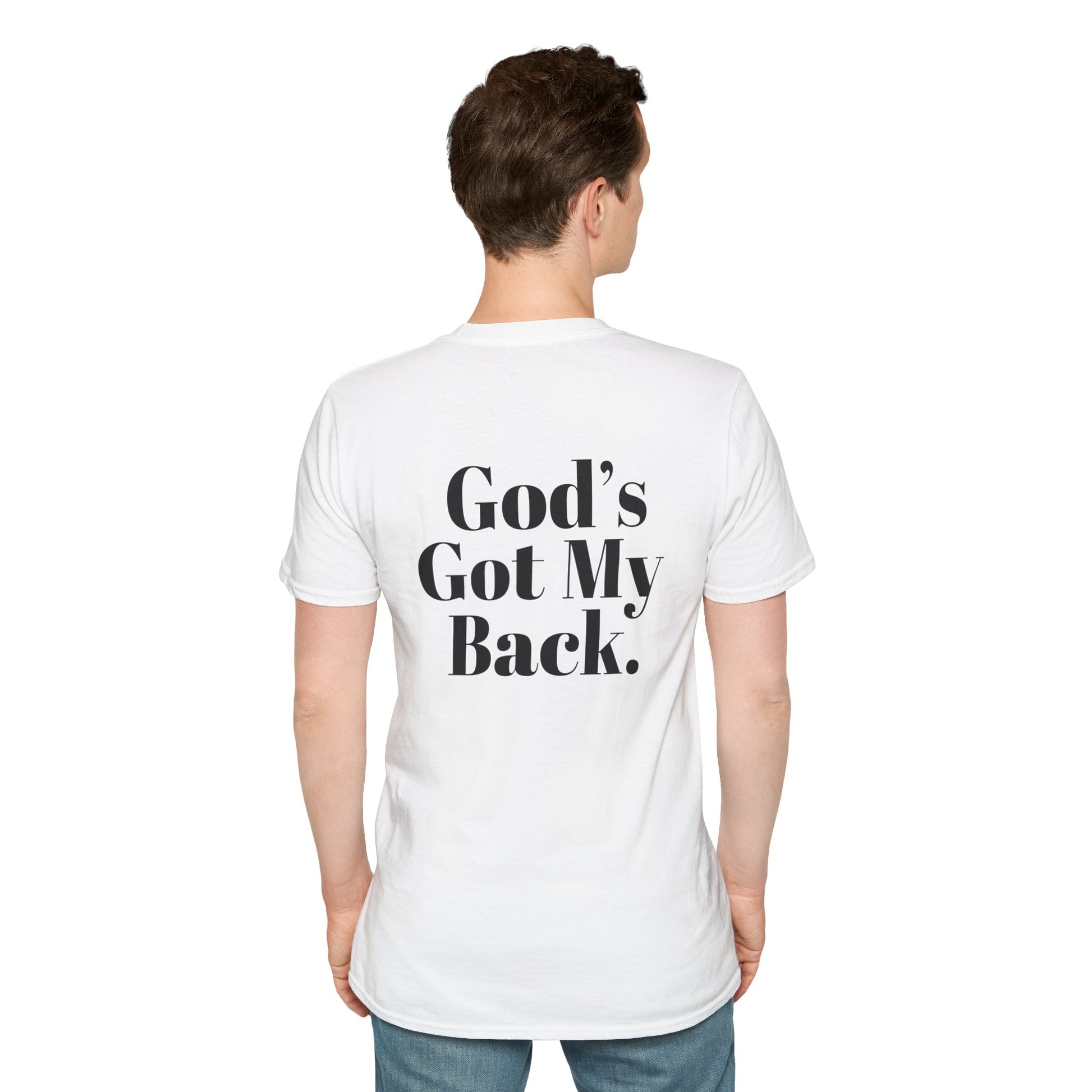 God's Got My Back Men's Tshirt (Black Logo) - Sweet Baby Jeez Teez