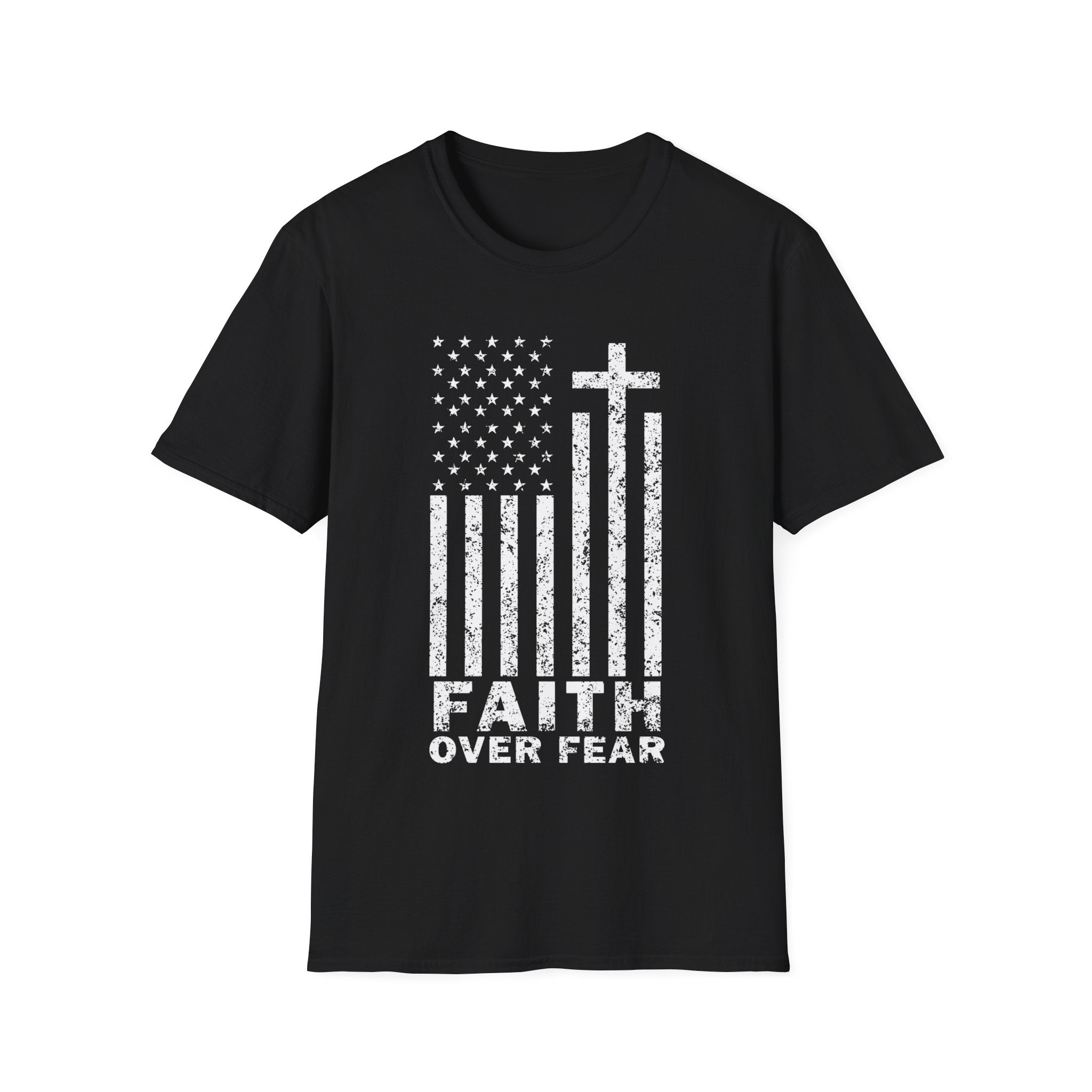 Faith Flag Men's Tshirt (White Logo)