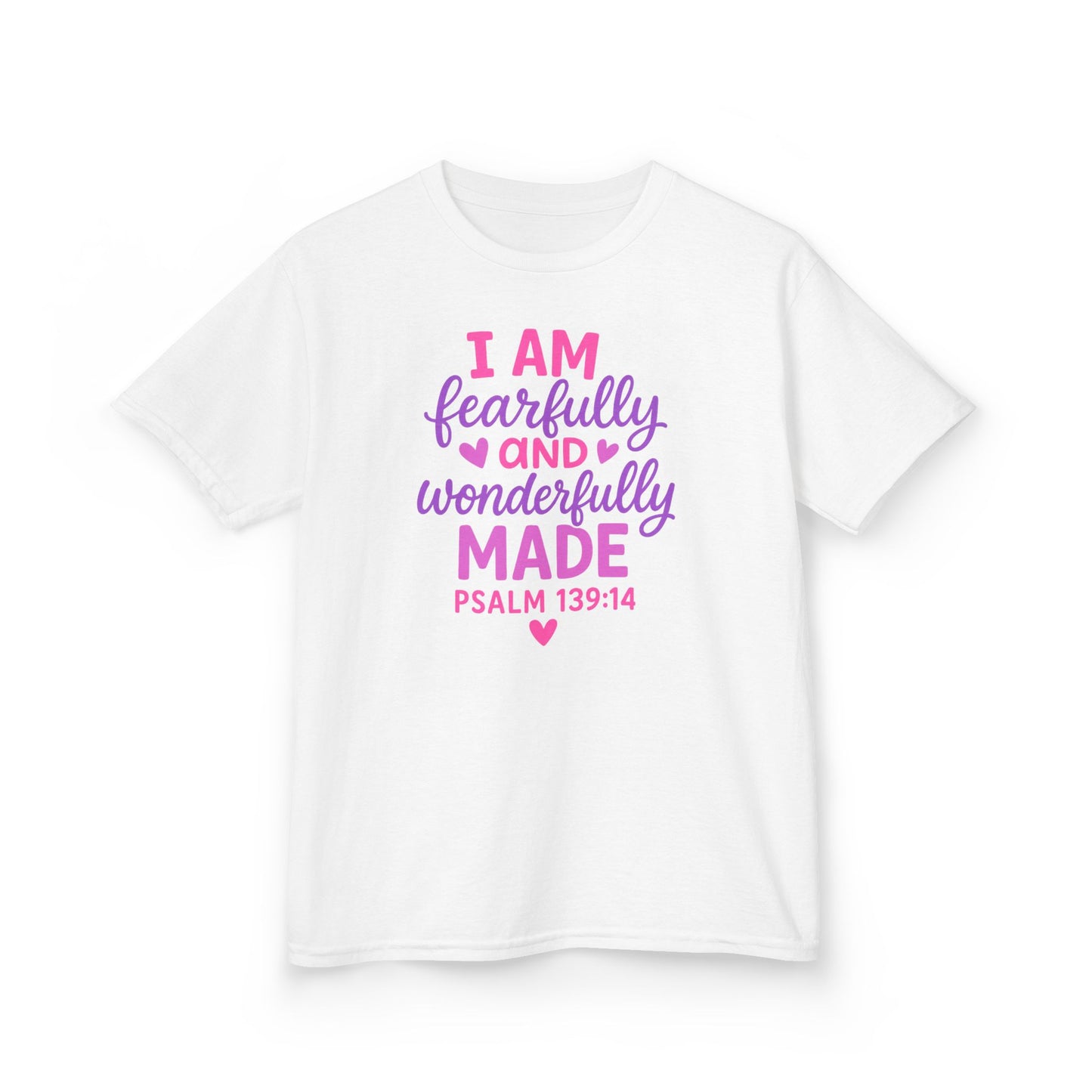 "Wonderfully Made" Christian Bible Verse Girls Tshirt