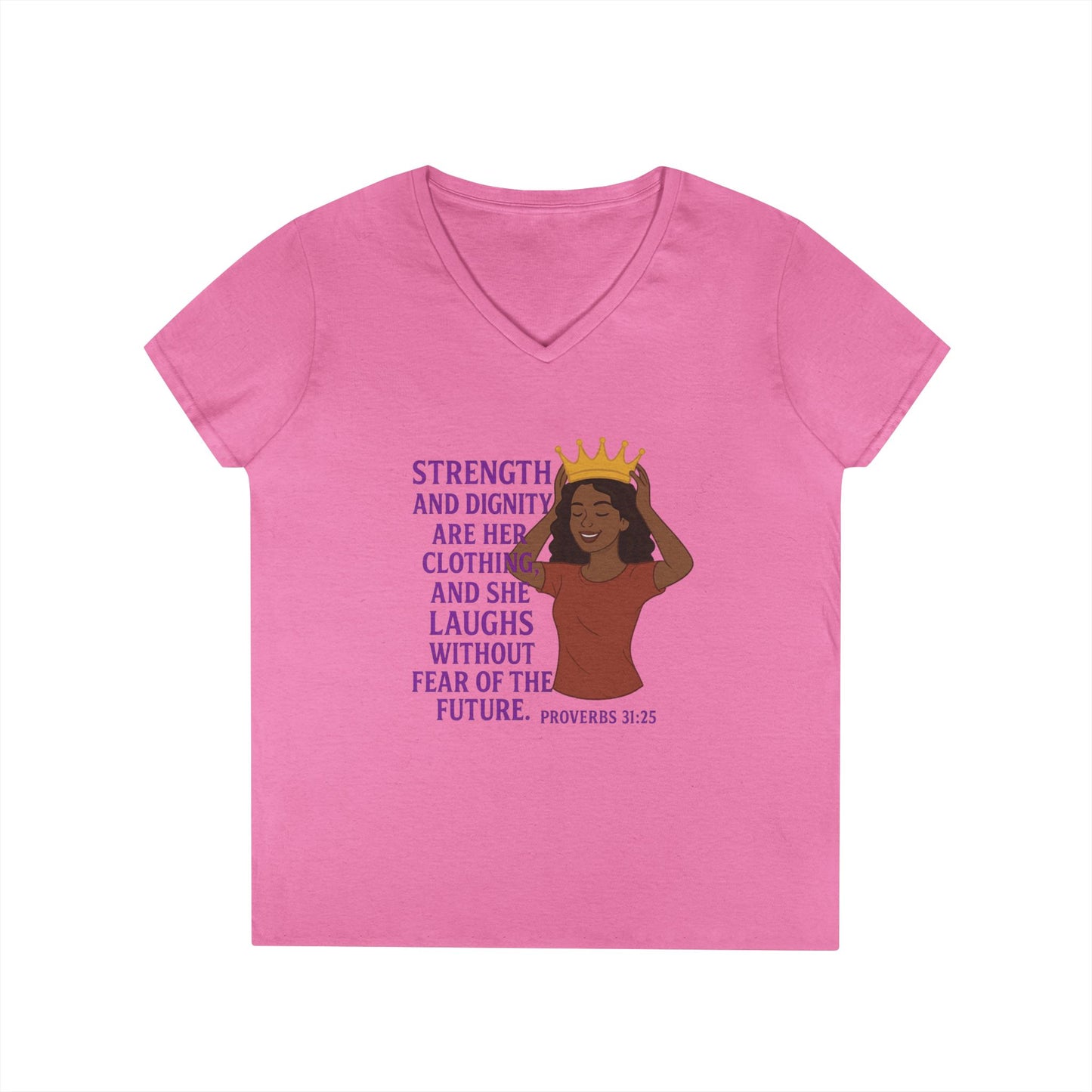 "Strength & Dignity" Bible Verse Women's V-neck T-shirt