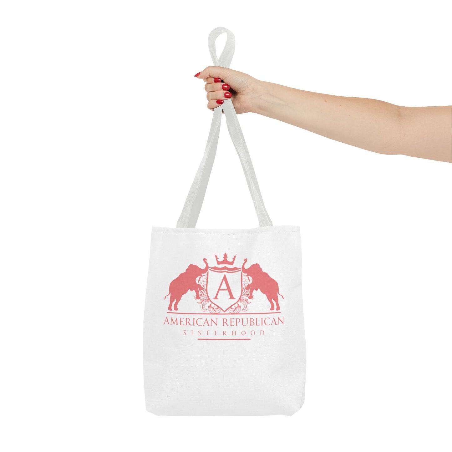 ARS White Tote Bag in 3  Sizes (ARS - Coral Logo) - Sweet Baby Jeez Teez