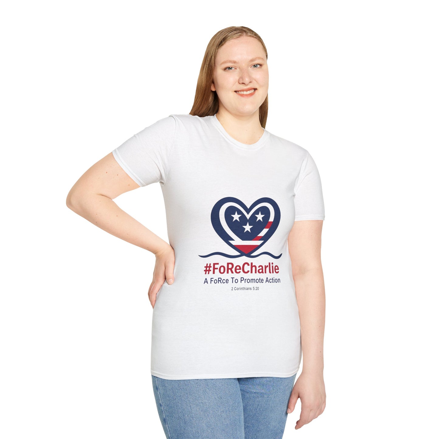 "FoRe Charlie" Ambassador Pageant Memorial Tshirt of Charlie Kirk (Heart Logo)
