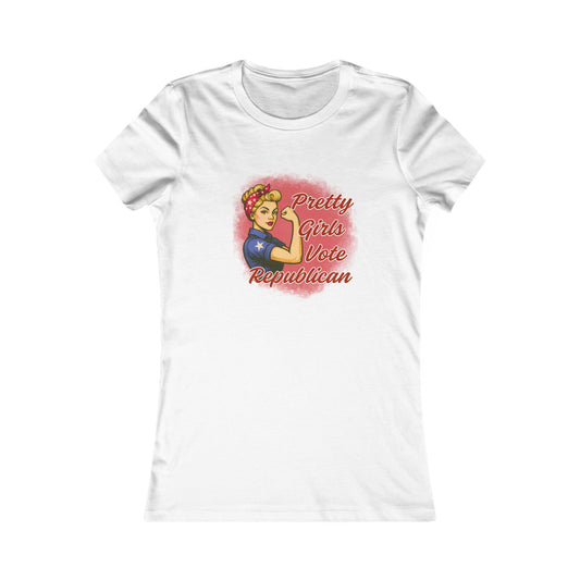 "Pretty Girls Vote Republican" Empowered Women Fitted T-Shirt Tee (Blonde)