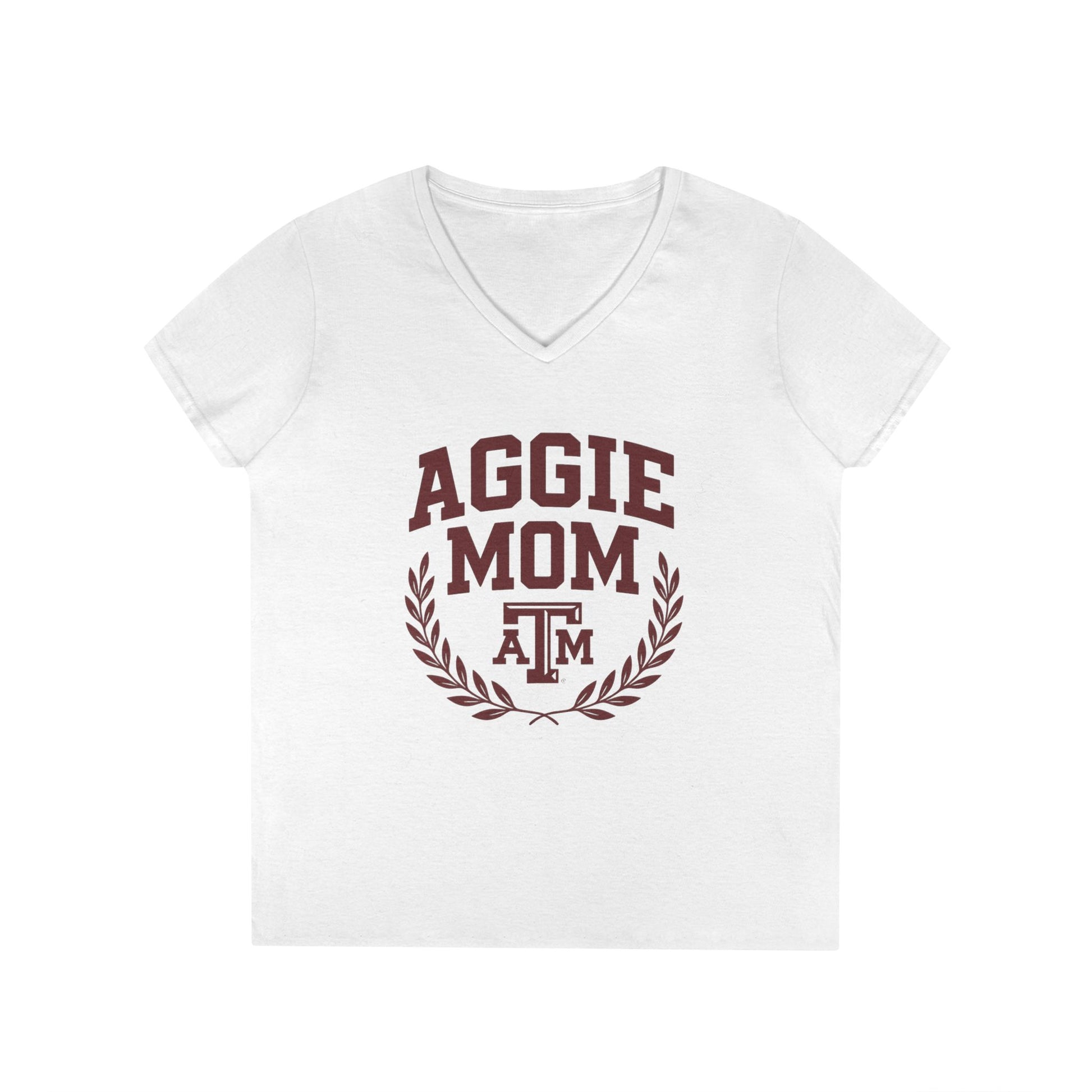 Aggie Mom Texas A&M Women's Semi-Fitted V-Neck T-Shirt - Sweet Baby Jeez Teez