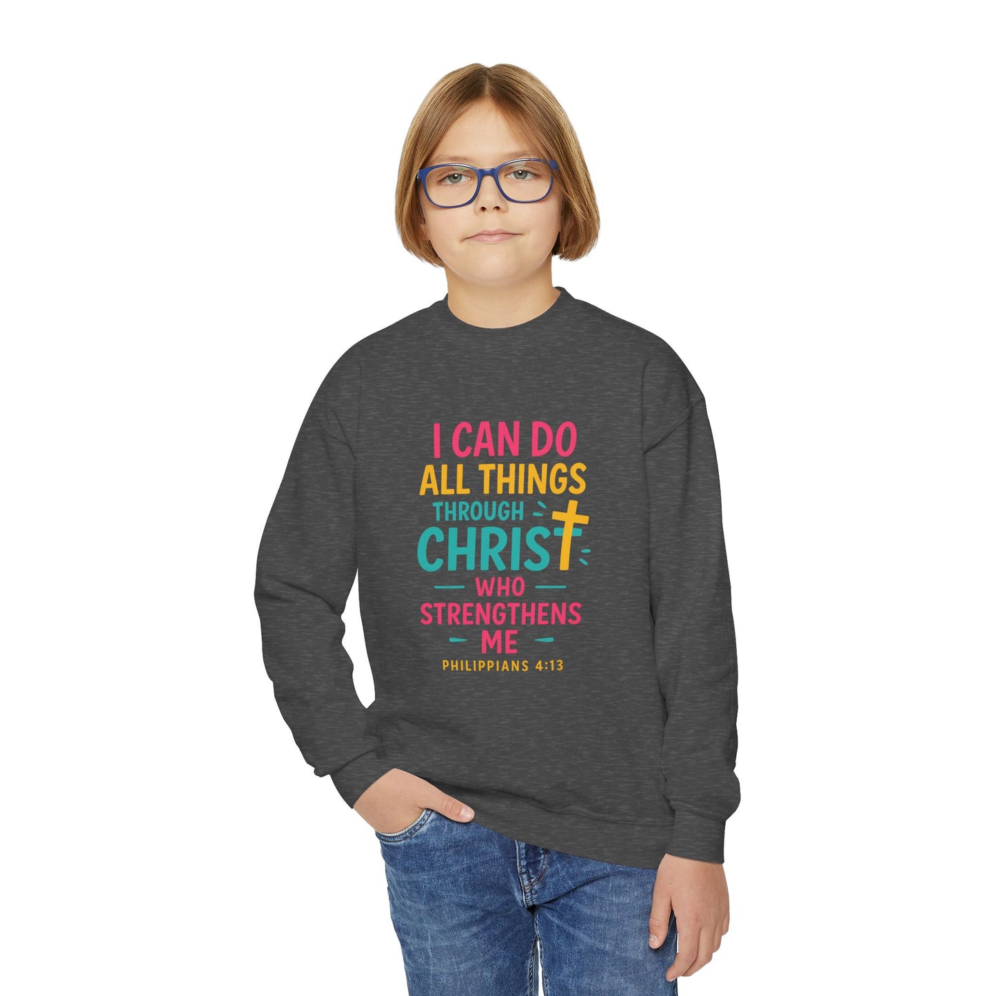 "I Can Do All Things Through Christ" Bible Verse Girls Sweatshirt