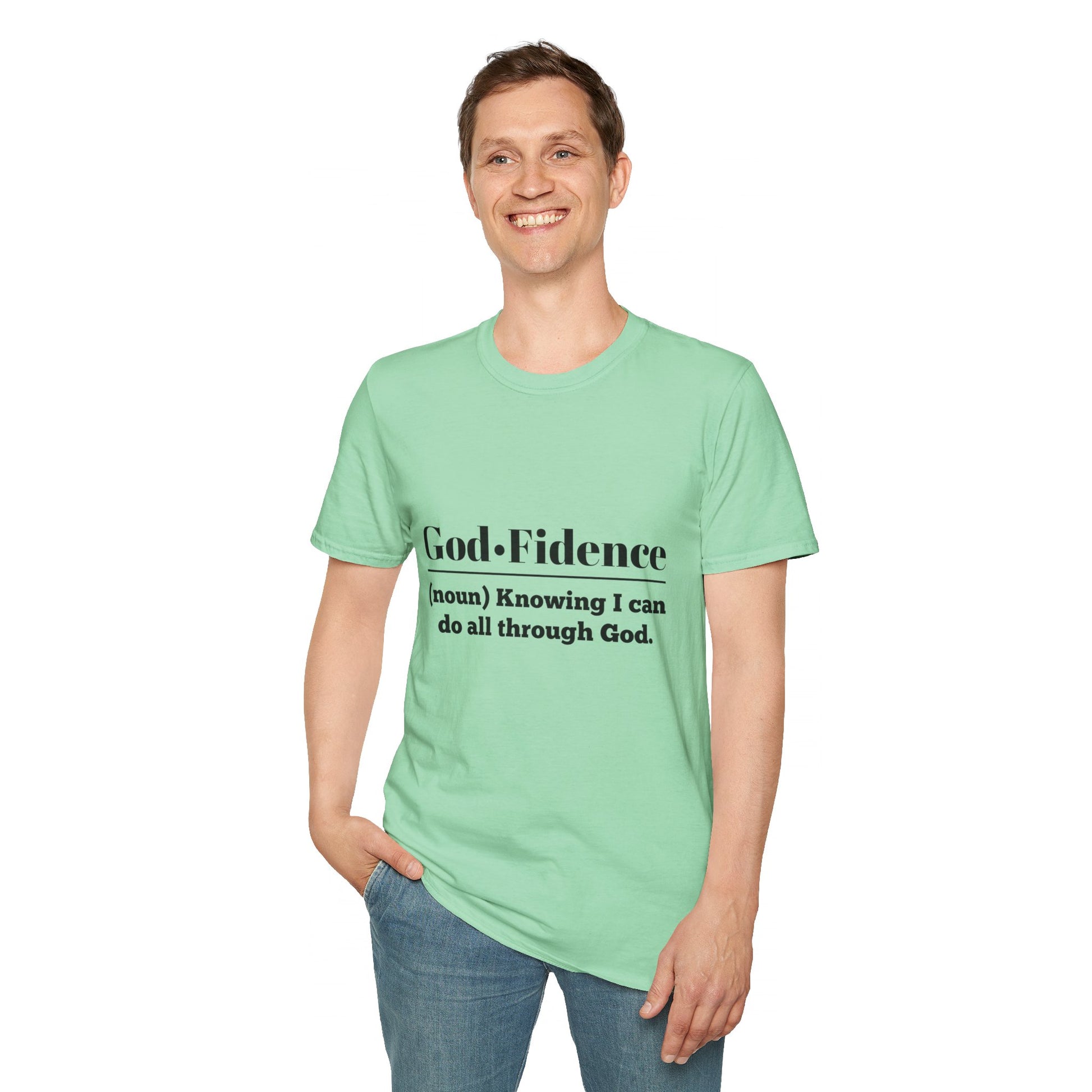 God-Fidence Men's Tshirt (Black Logo) - Sweet Baby Jeez Teez
