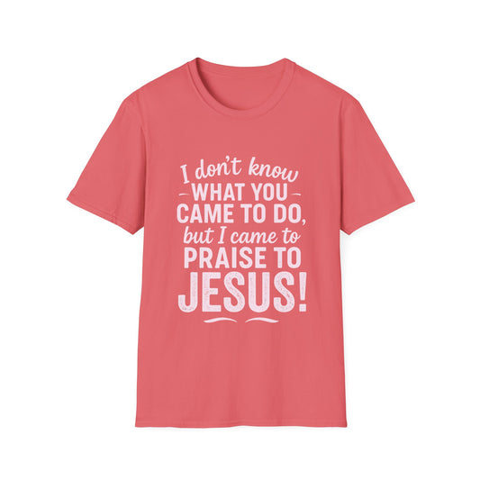 "I Came to Praise Jesus" Relaxed Softstyle Tshirt (Light Pink Logo) - Sweet Baby Jeez Teez