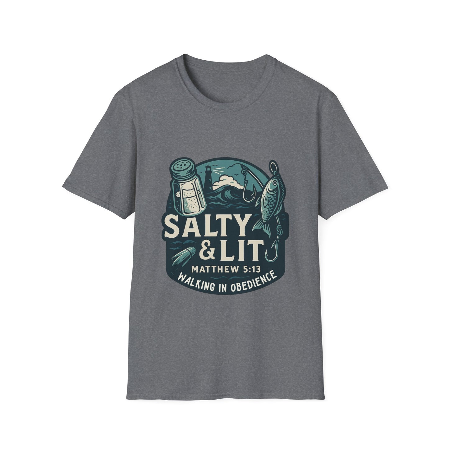 'Salty & Lit" Matthew 5:13 Bible Verse Christian Softstyle Tshirt