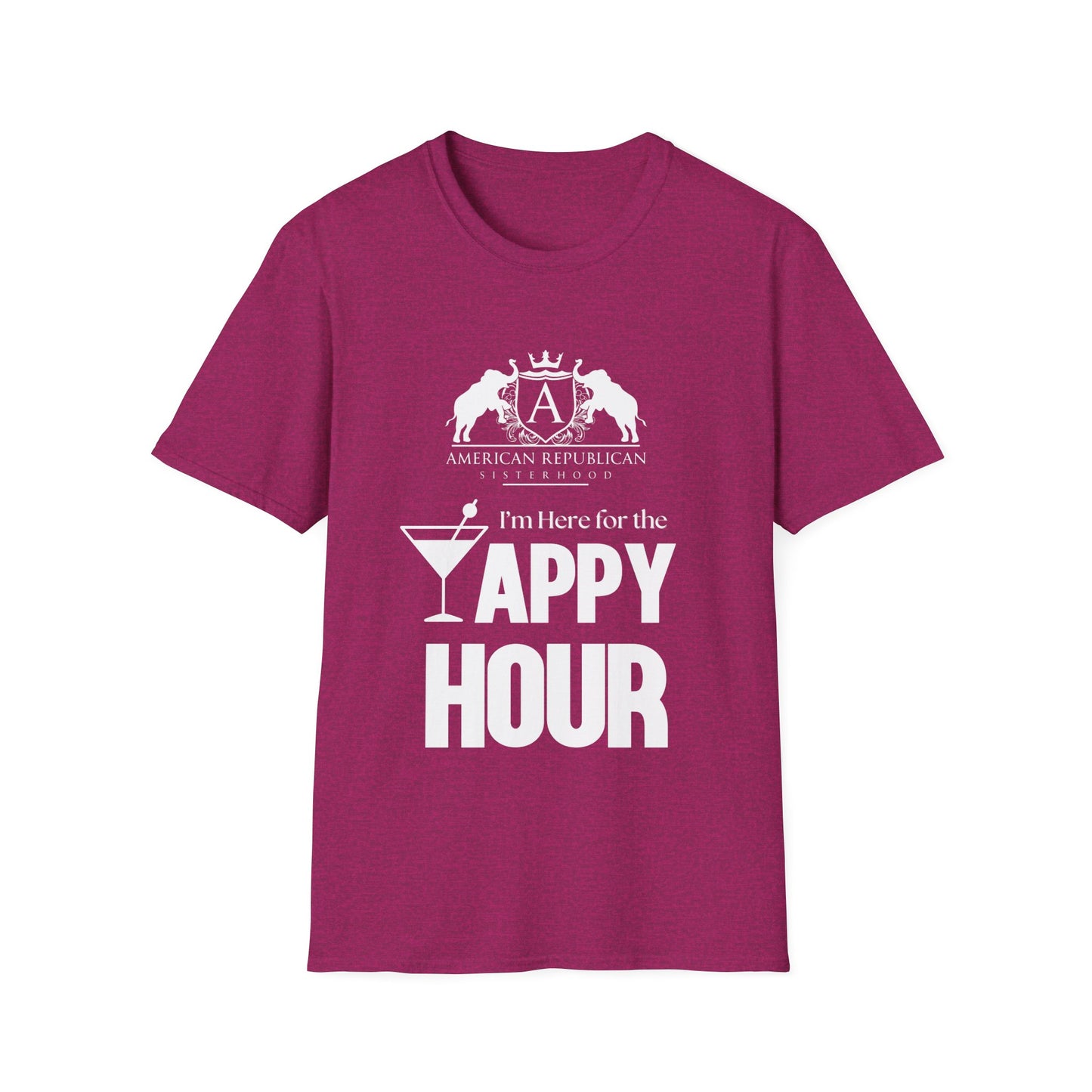 Here for the Yappy Hour Women's Unisex/Relaxed Tshirt (ARS-White Logo) - Sweet Baby Jeez Teez