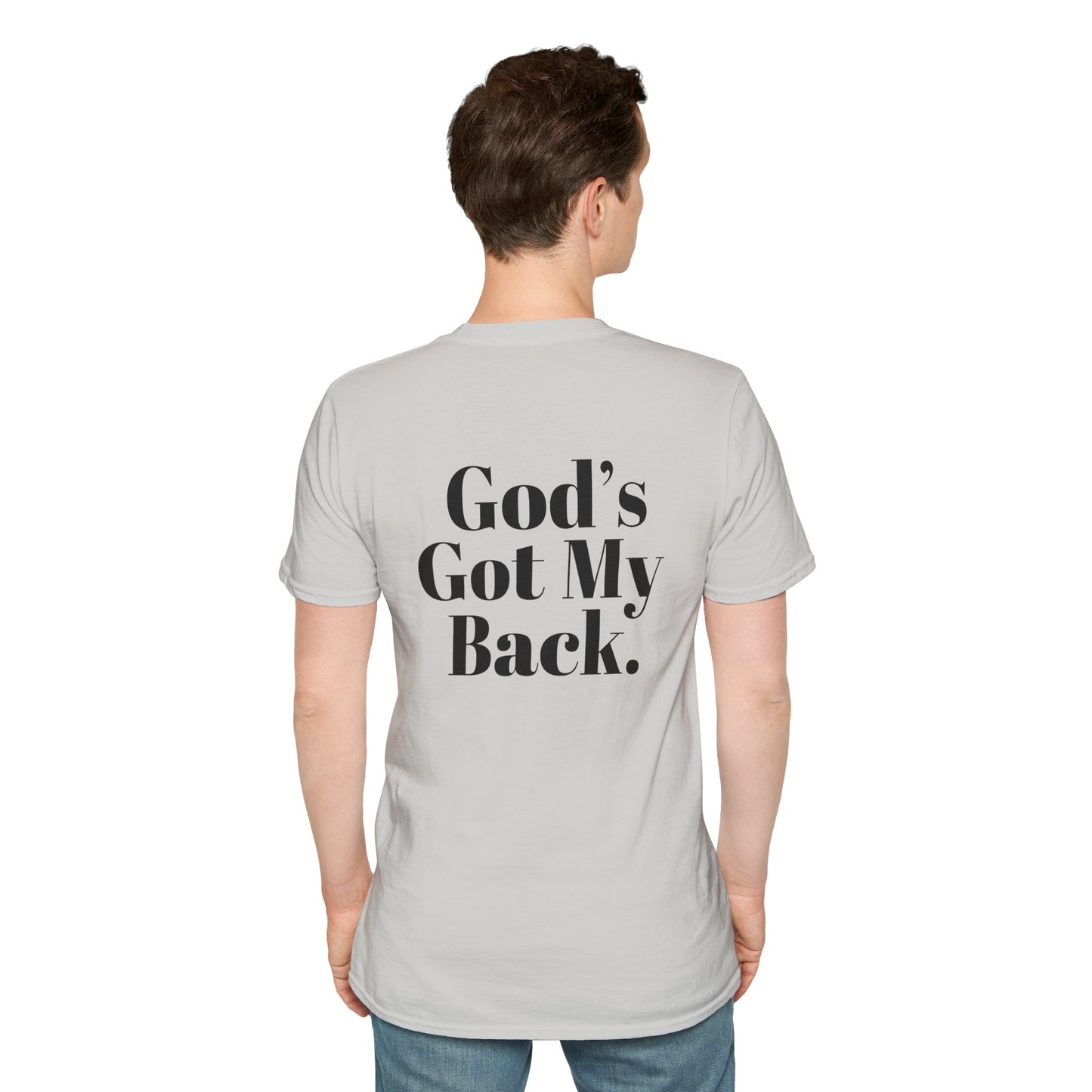 God's Got My Back Men's Tshirt (Black Logo) - Sweet Baby Jeez Teez