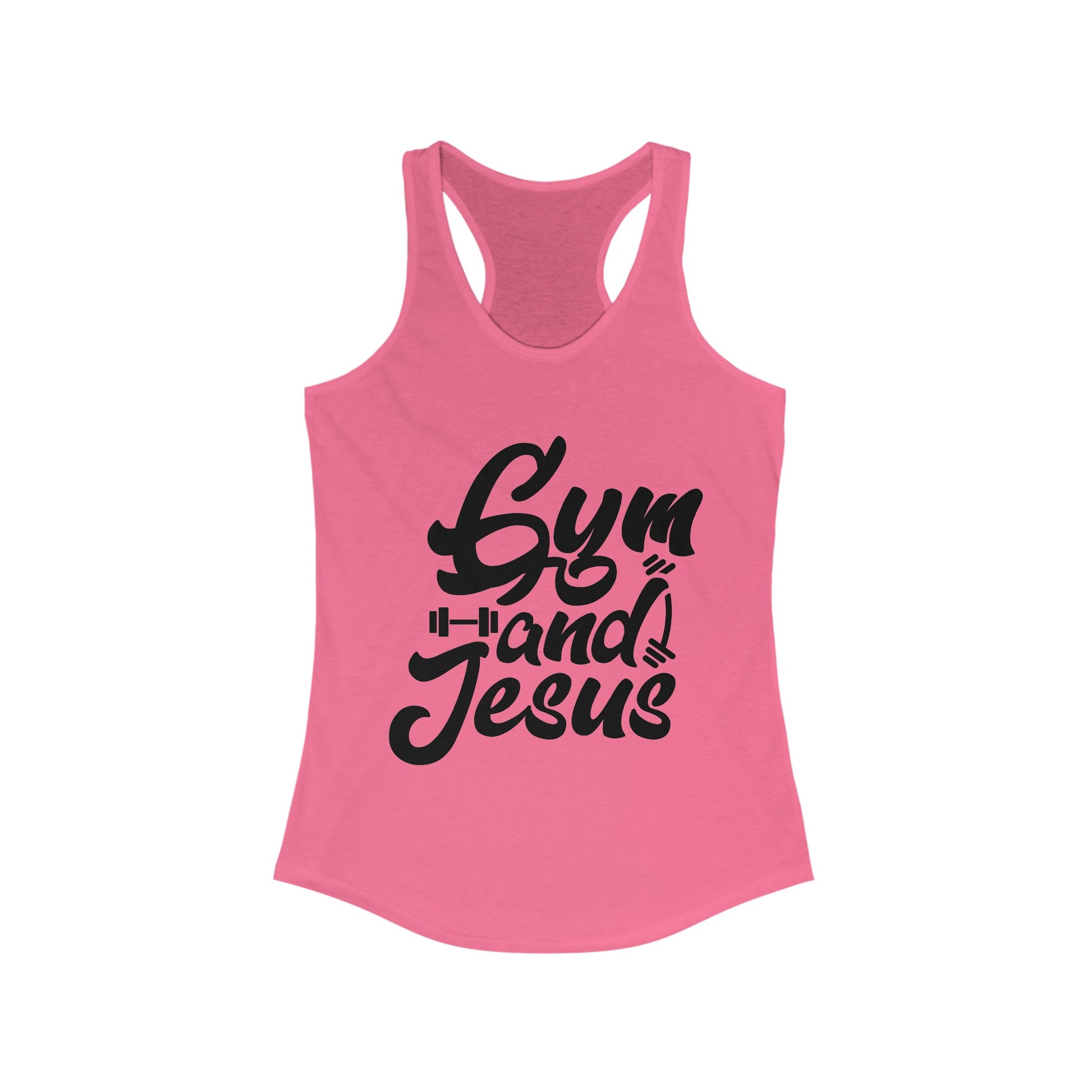 Gym and Jesus Women's Racerback Tank (Black Logo) - Sweet Baby Jeez Teez