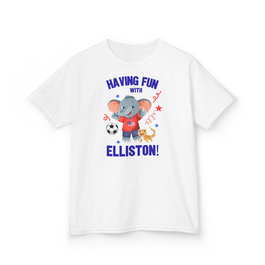 Elliston the Elephant (TM) Having fun with Elliston Kids Tshirt - Sweet Baby Jeez Teez