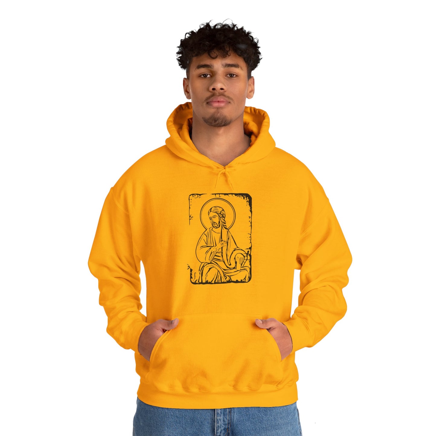 Orthodox Icon Men's Hooded Sweatshirt (Black Logo) - Sweet Baby Jeez Teez