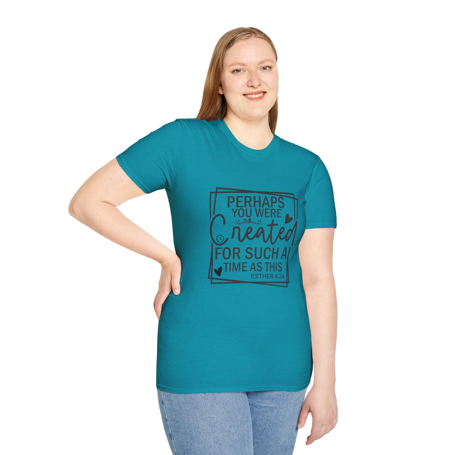 Esther 4:14 Women's Relaxed Softstyle Tshirt (Black Logo) - Sweet Baby Jeez Teez