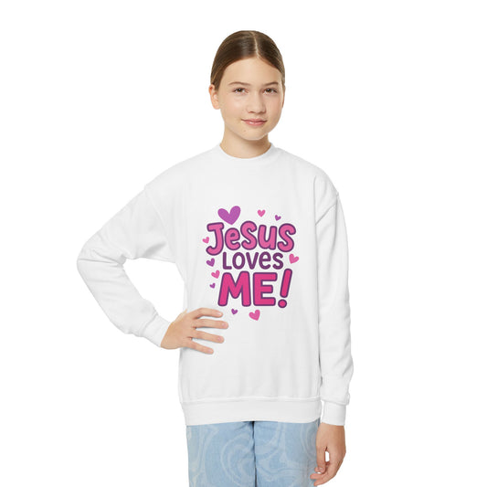 "Jesus Love Me!" Girls Christian Sweatshirt (Heart Logo)