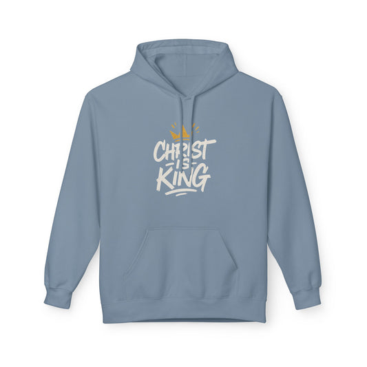 Christ is King Fleece Hoodie Faith-Based Sweatshirt (Gold Crown Logo)