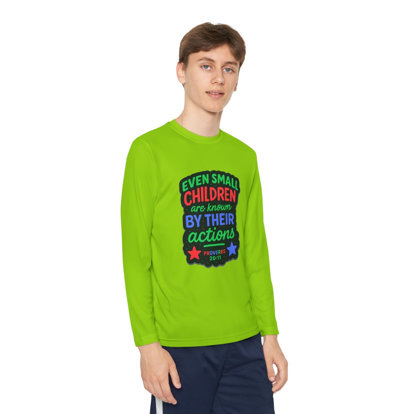 "Even Small Children" Proverbs 20:11 Boy's Bible Verse Long Sleeve Tshirt