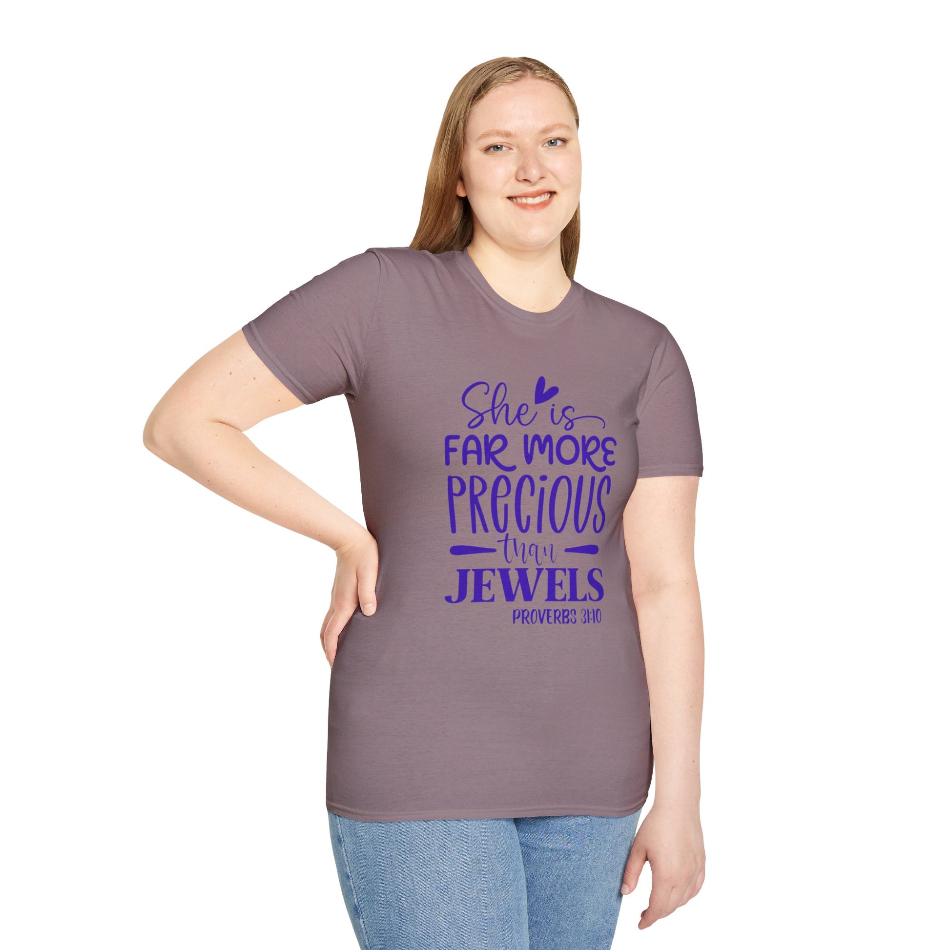 Far More Precious Women's Relaxed/Plus Tshirt (Cobalt Logo) - Sweet Baby Jeez Teez