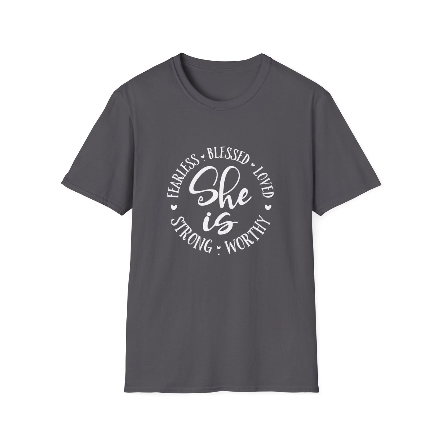 She Is Women's Relaxed/Plus Tshirt (White Logo) - Sweet Baby Jeez Teez