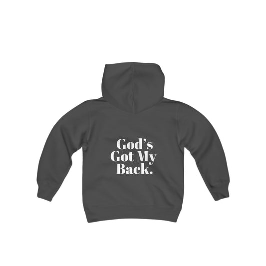 God's Got My Back Boys Hoodie (White Logo  - Back) - Sweet Baby Jeez Teez