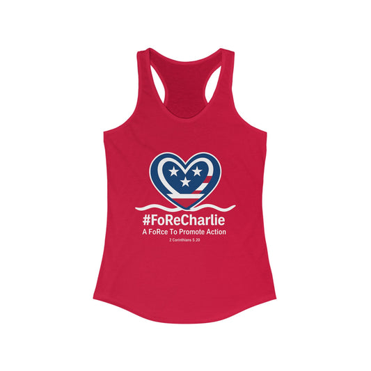 "FoRe Charlie" Ambassador Pageant Memorial Racerback Tanktop for Charlie (White Heart Logo)
