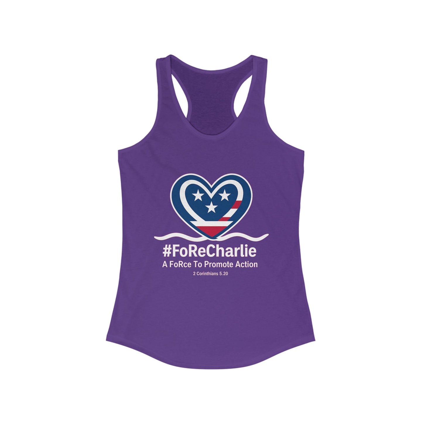 "FoRe Charlie" Ambassador Pageant Memorial Racerback Tanktop for Charlie (White Heart Logo)