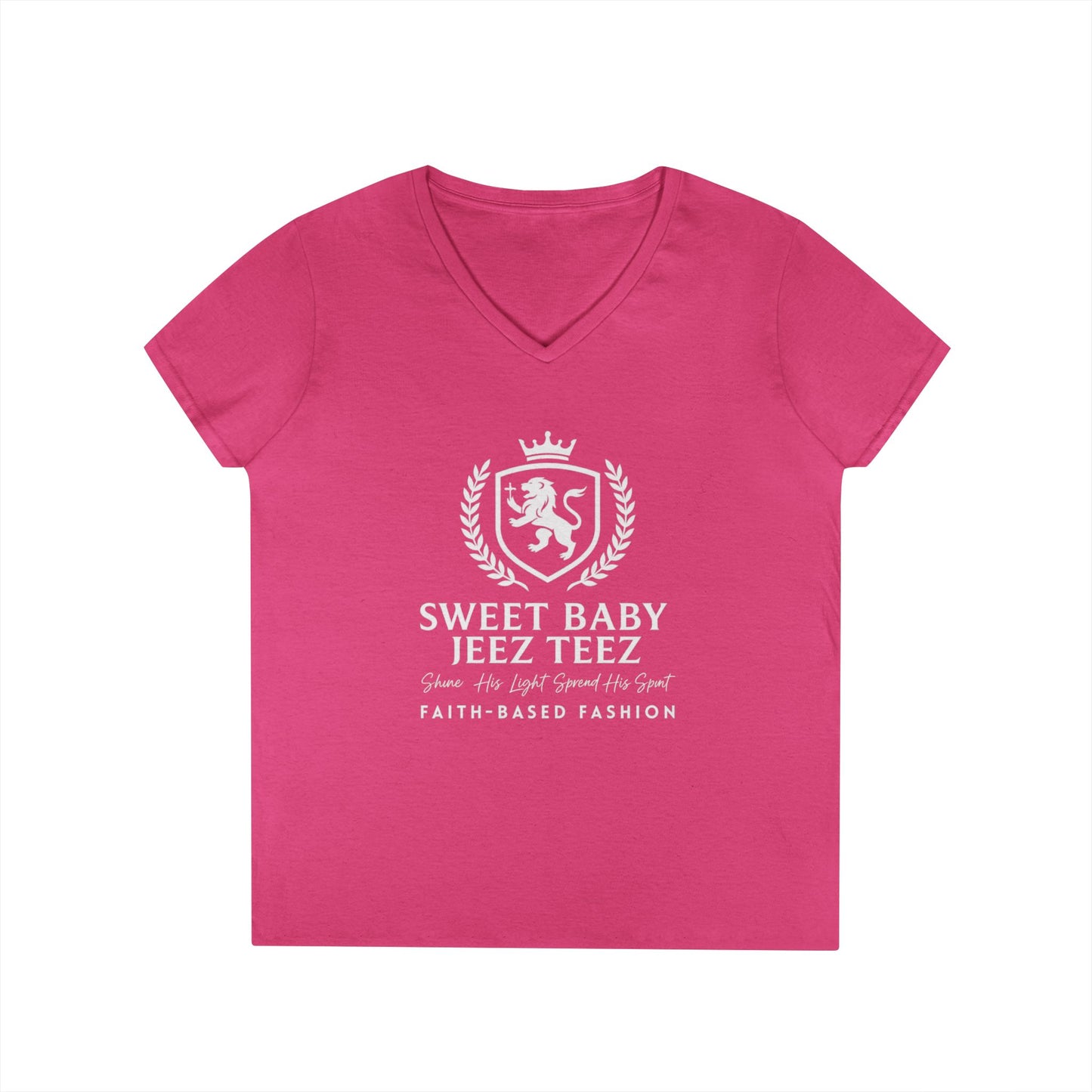 Sweet Baby Jeez Teez Faith-Based Fashion Semi-Fitted Women's V-Neck Tshirt